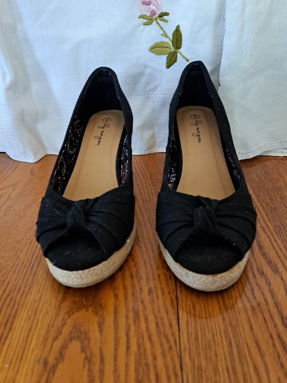 🔥2/$25🔥Knot-Front Black Espadrille Wedge Flats